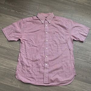 Tommy Hilfiger |Red White Micro-Check Short-Sleeve Button-Down 100% Cotton Large